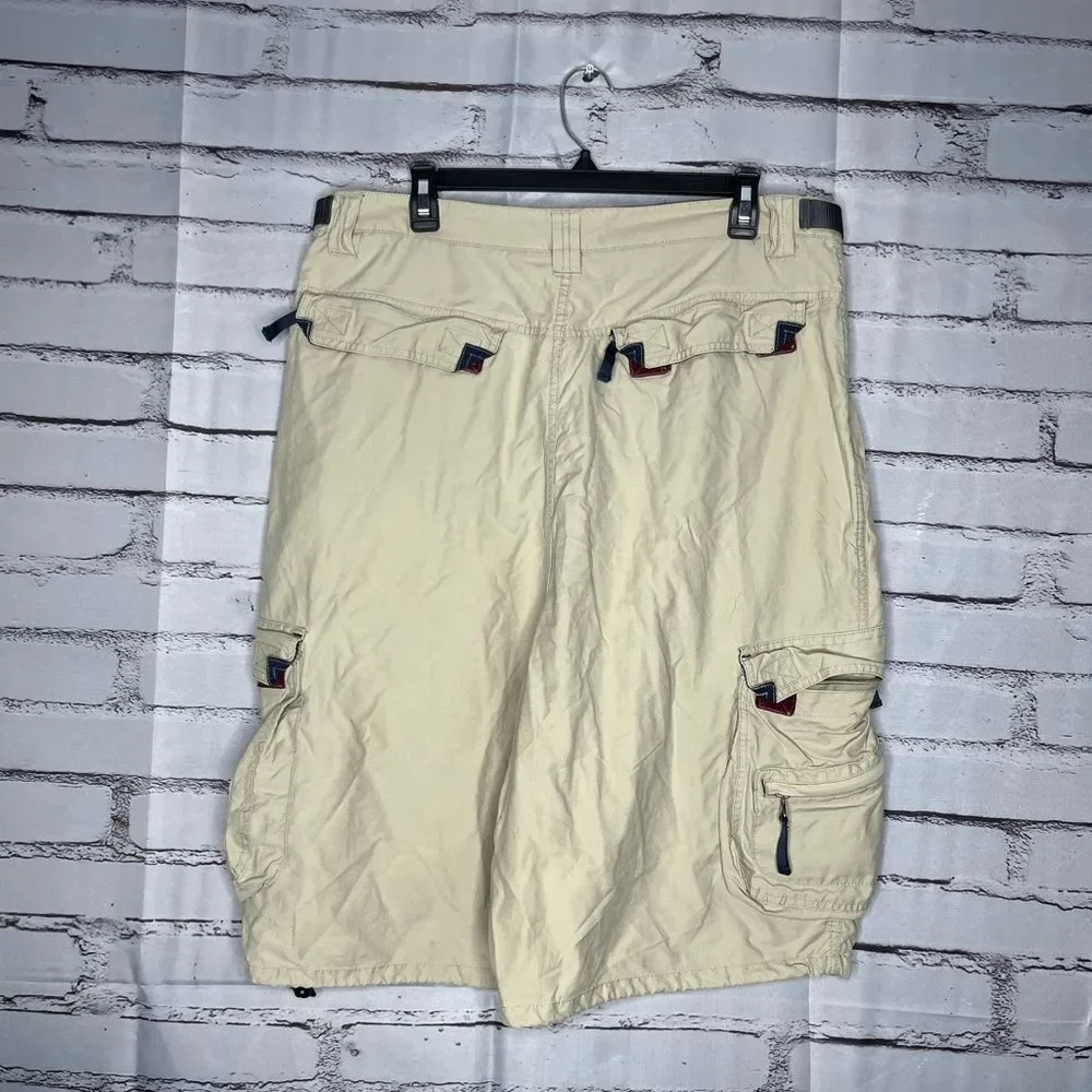 Vintage Transnine 2004 Casual Cream Cargo Short Lightweight SZ 36 Utility Pocket